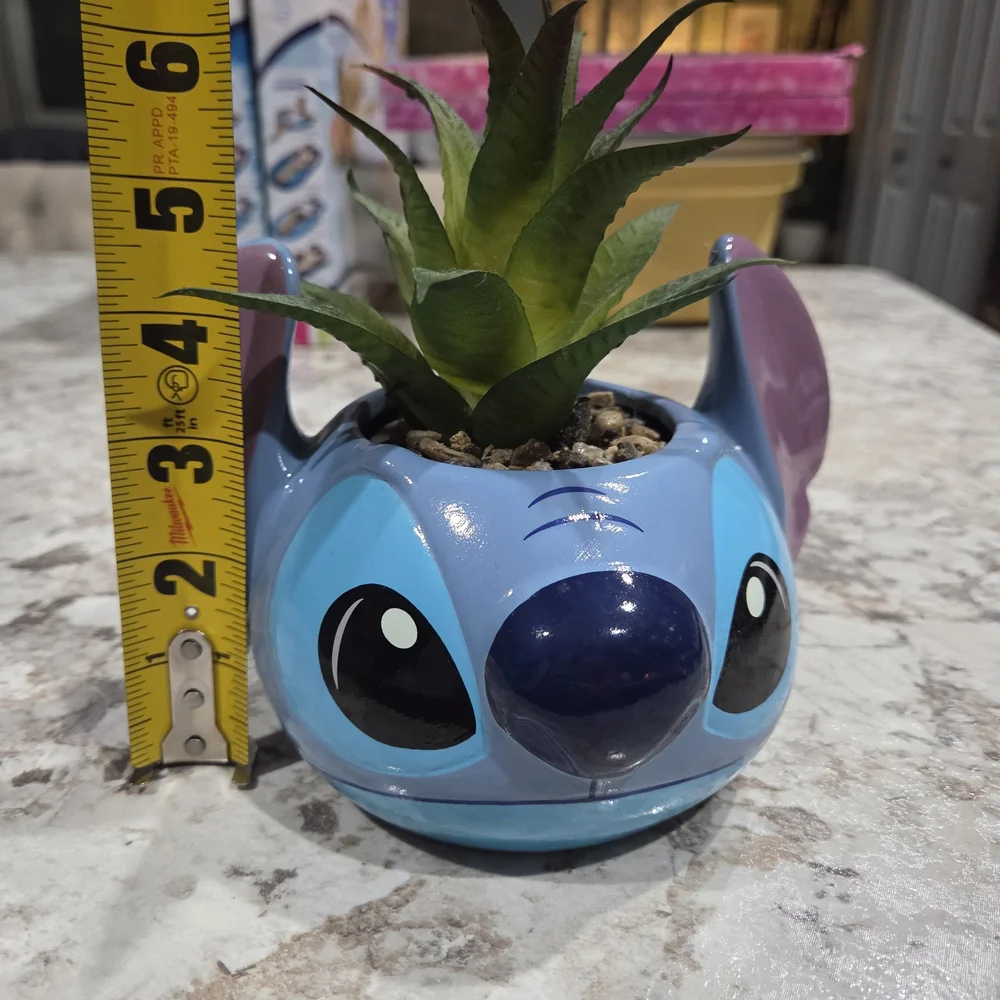 Disney Stitch Character Planter With Succulent